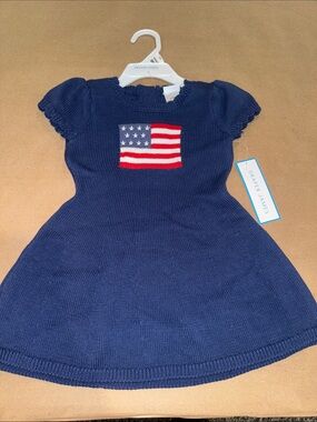 Draper James Navy Knit Dress with American Flag Patch